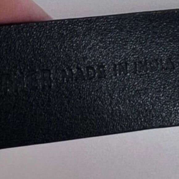 Chicos Statement Belt Silver Metal Hook Buckle Black Leather Adjustable MD** - Picture 2 of 9